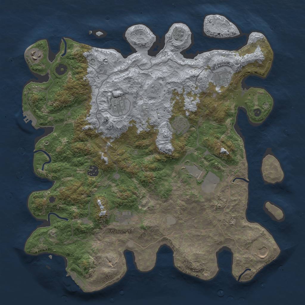 Rust Map: Procedural Map, Size: 4000, Seed: 954873, 18 Monuments