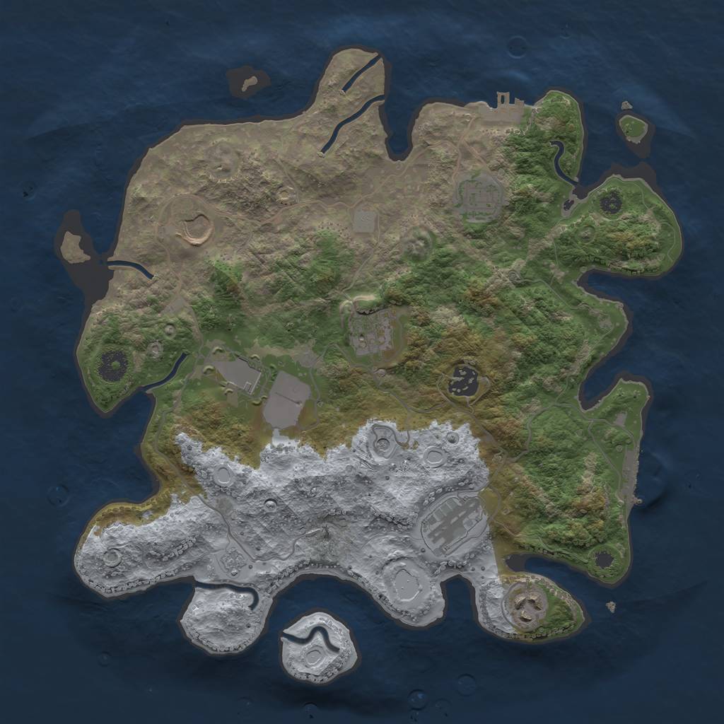 Rust Map: Procedural Map, Size: 3500, Seed: 307894581, 14 Monuments