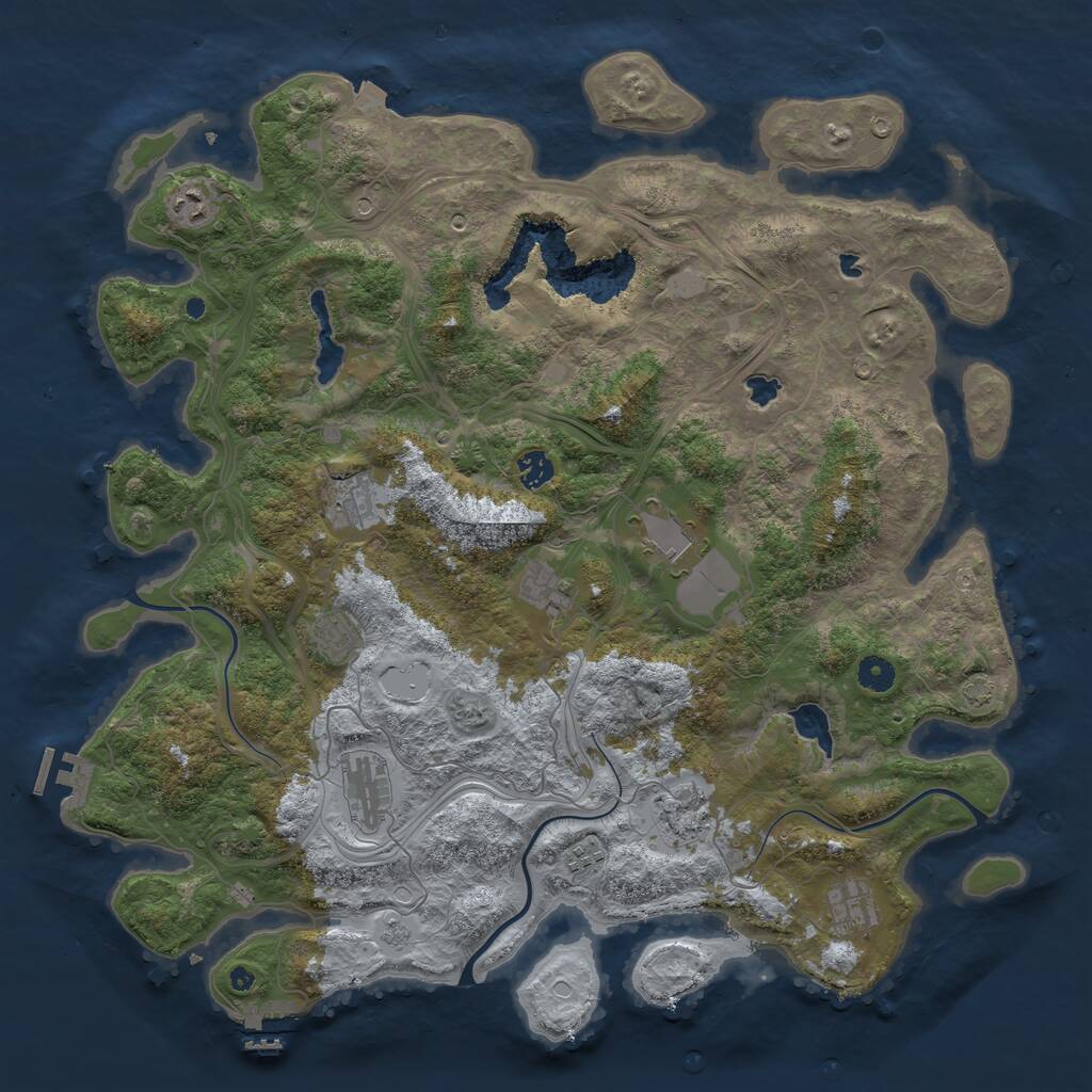 Rust Map: Procedural Map, Size: 4500, Seed: 894632597, 16 Monuments