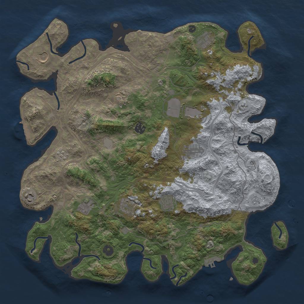 Rust Map: Procedural Map, Size: 4250, Seed: 1911986883, 20 Monuments