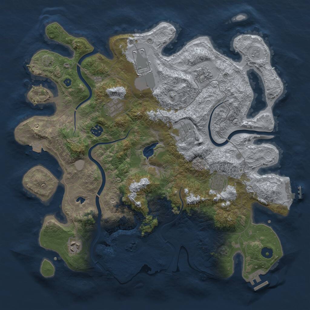 Rust Map: Procedural Map, Size: 4000, Seed: 131074760, 14 Monuments