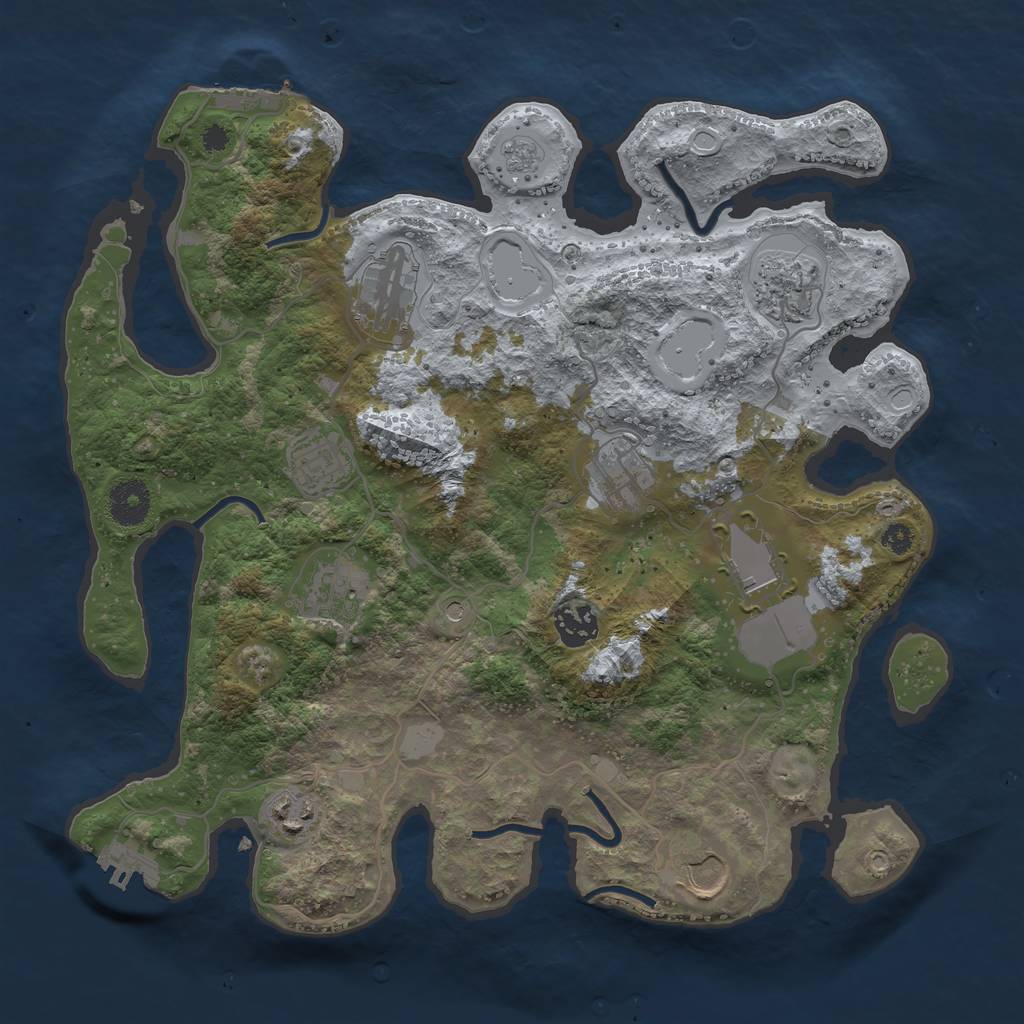 Rust Map: Procedural Map, Size: 3500, Seed: 23798220, 18 Monuments