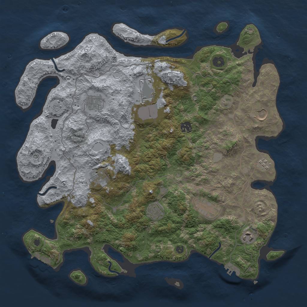 Rust Map: Procedural Map, Size: 4000, Seed: 1310710, 18 Monuments