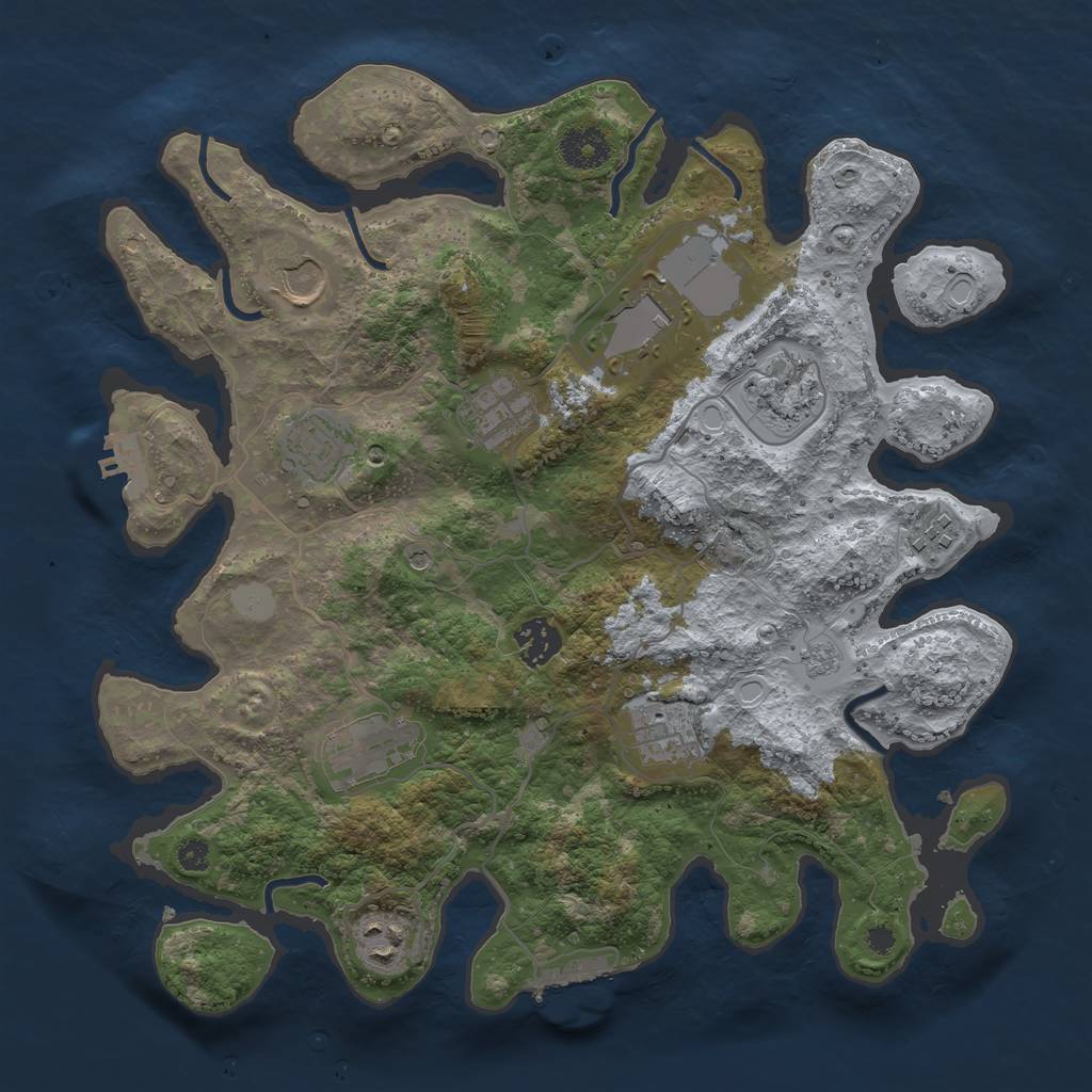 Rust Map: Procedural Map, Size: 3500, Seed: 5647823, 19 Monuments