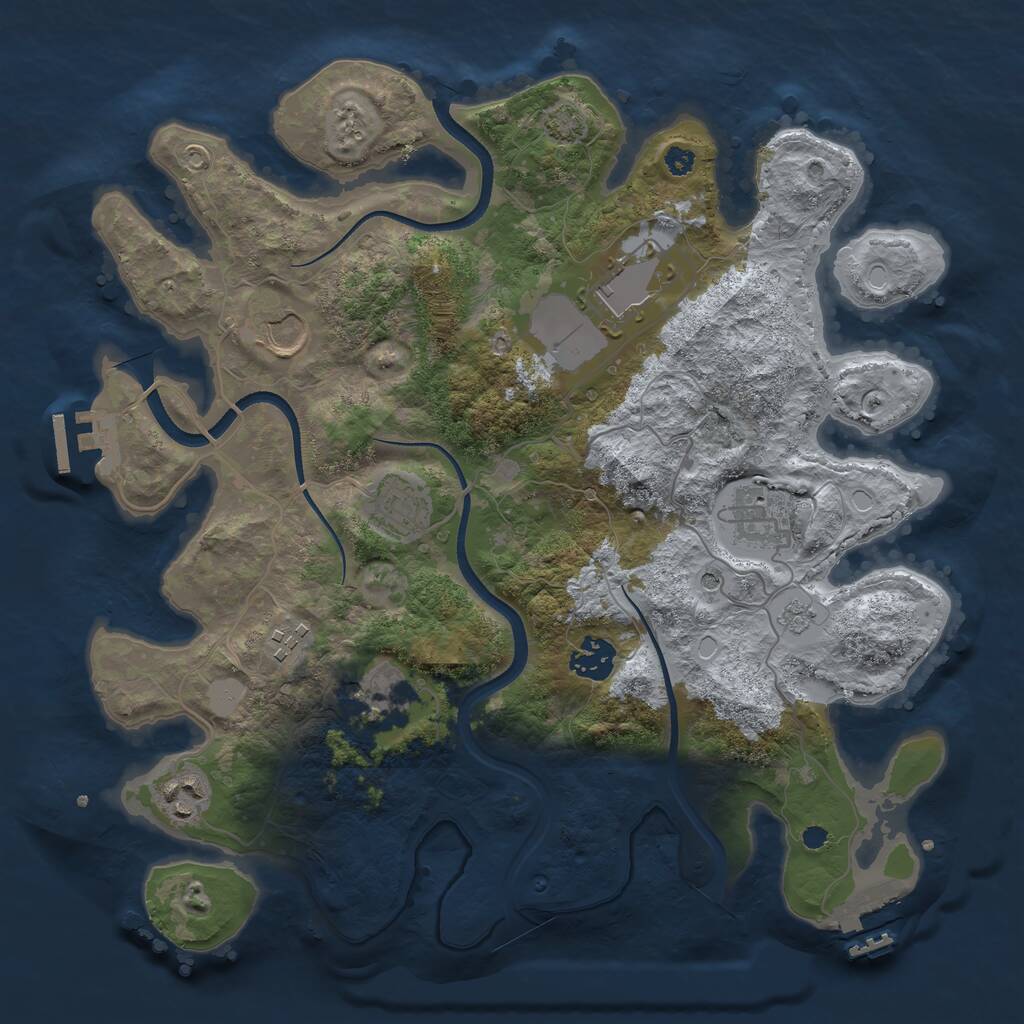 Rust Map: Procedural Map, Size: 3500, Seed: 5647823, 14 Monuments