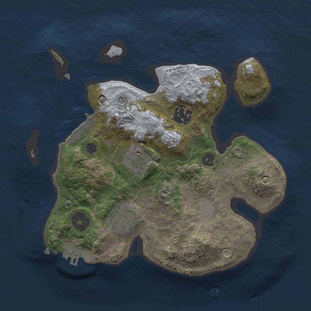 Rust Map: Procedural Map, Size: 2500, Seed: 1275828224, 11 Monuments