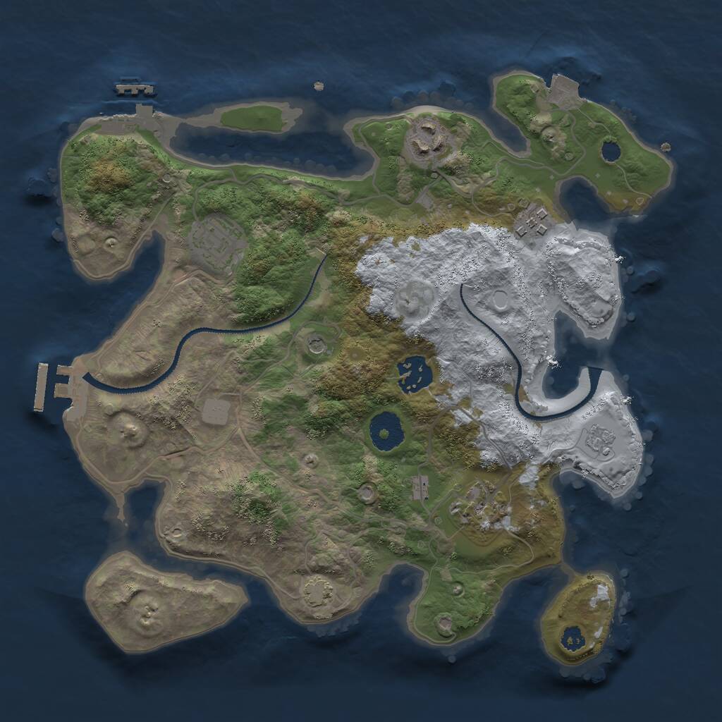 Rust Map: Procedural Map, Size: 3000, Seed: 392304180, 11 Monuments