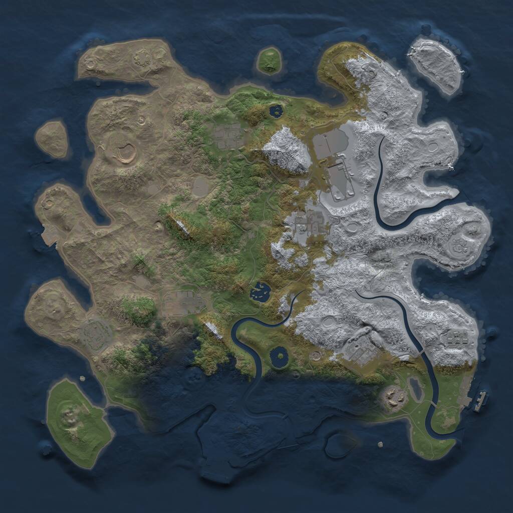 Rust Map: Procedural Map, Size: 3850, Seed: 1118515213, 16 Monuments