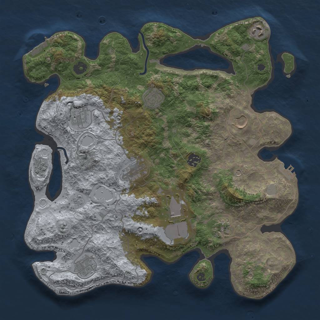 Rust Map: Procedural Map, Size: 3700, Seed: 2130503825, 17 Monuments