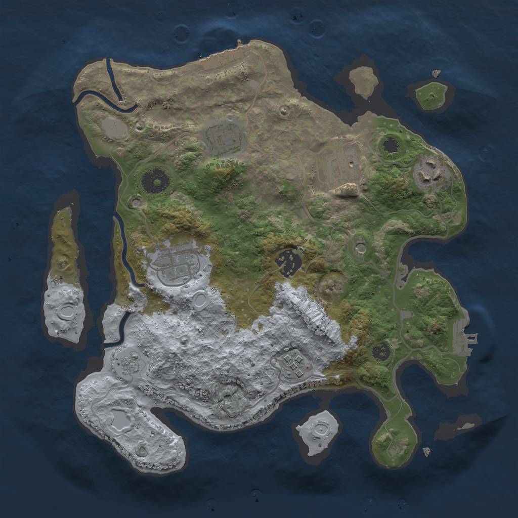 Rust Map: Procedural Map, Size: 3000, Seed: 918328999, 15 Monuments