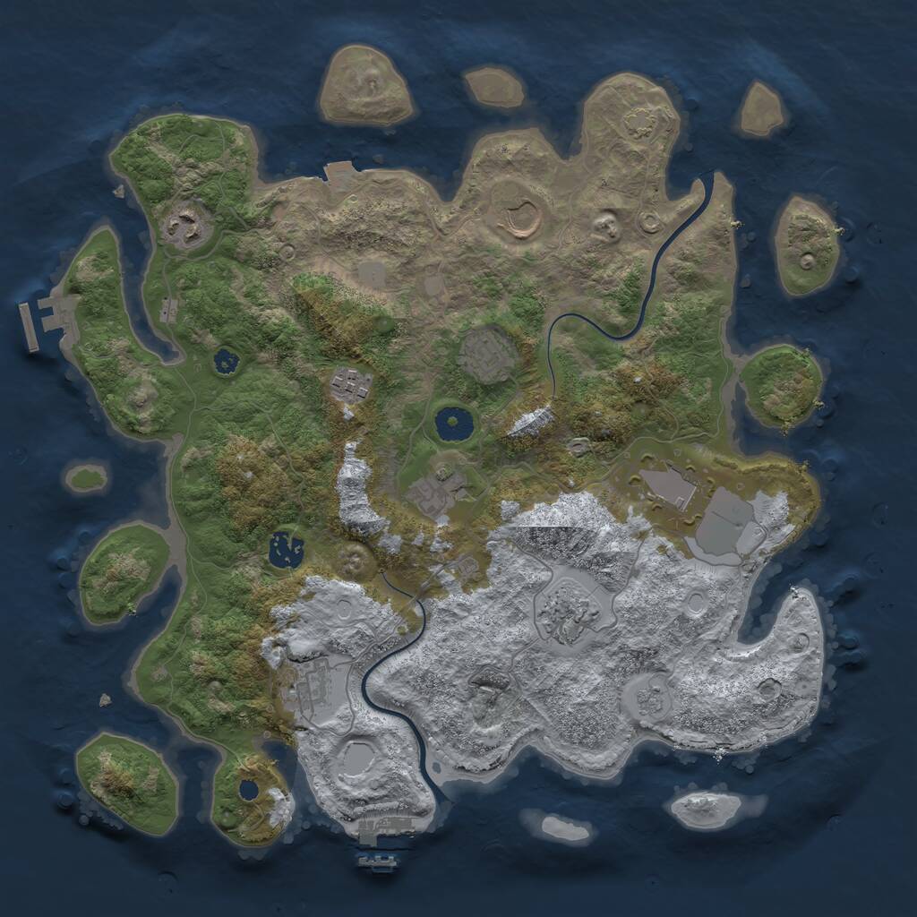 Rust Map: Procedural Map, Size: 3750, Seed: 49282869, 14 Monuments