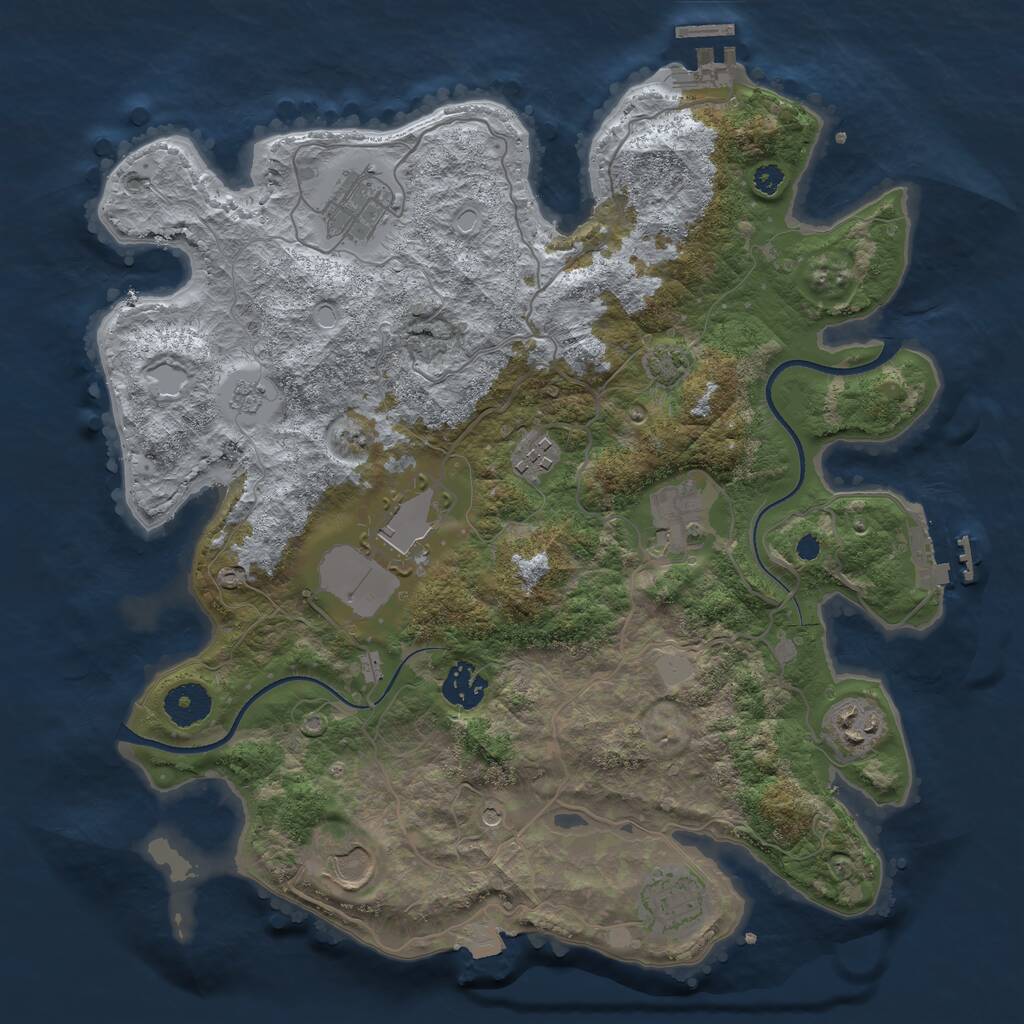 Rust Map: Procedural Map, Size: 3500, Seed: 595749817, 14 Monuments