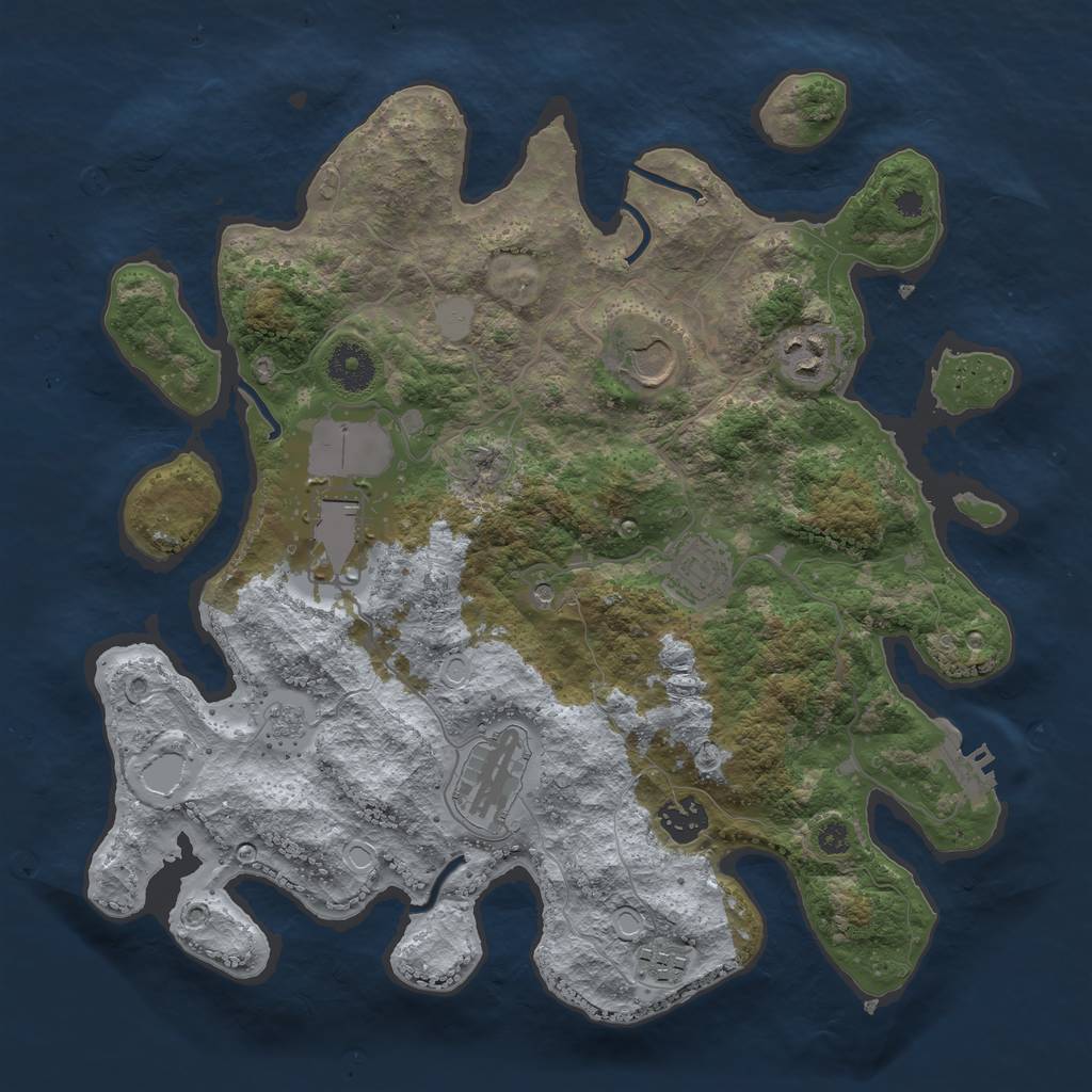 Rust Map: Procedural Map, Size: 3500, Seed: 93666366, 15 Monuments