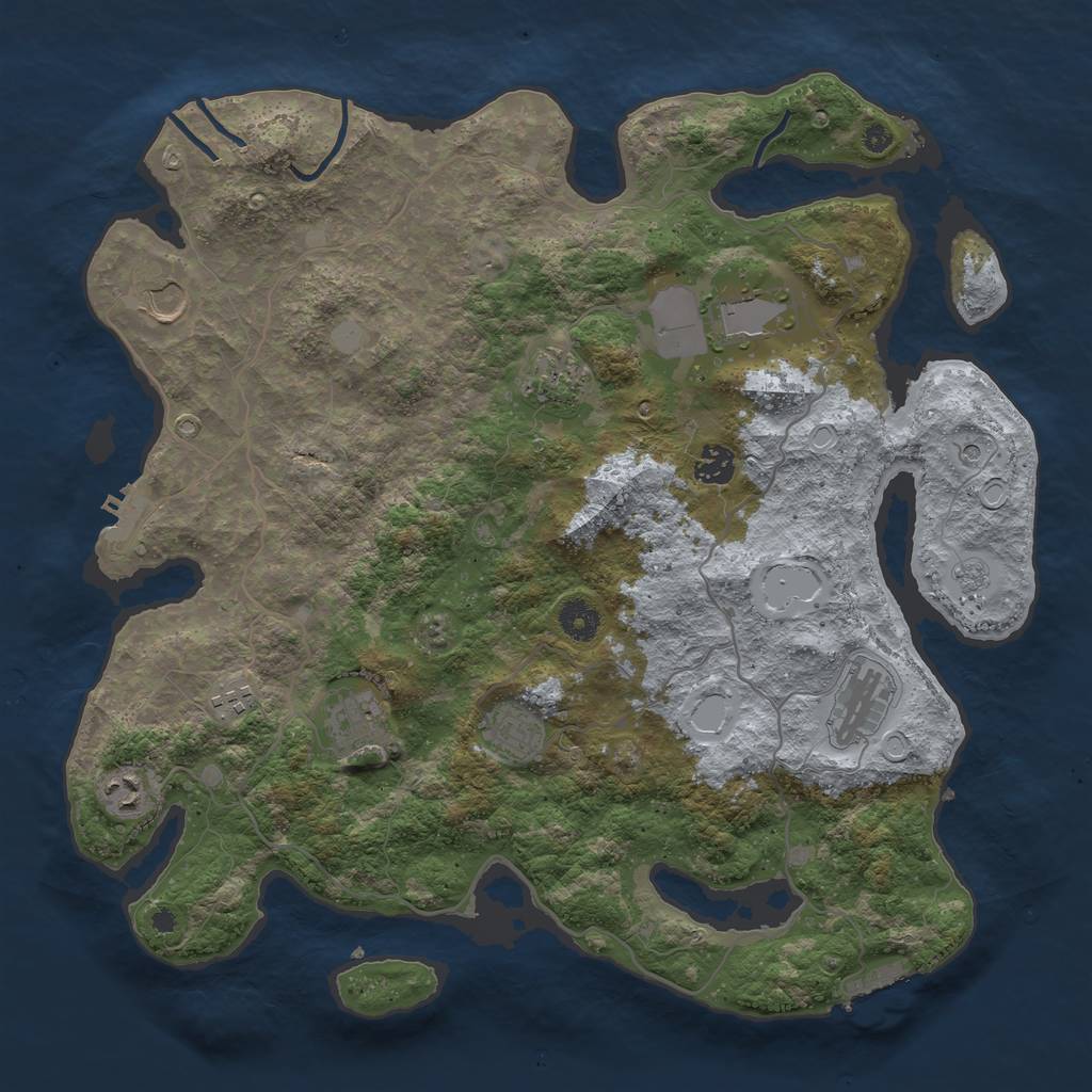 Rust Map: Procedural Map, Size: 4000, Seed: 1989487383, 18 Monuments