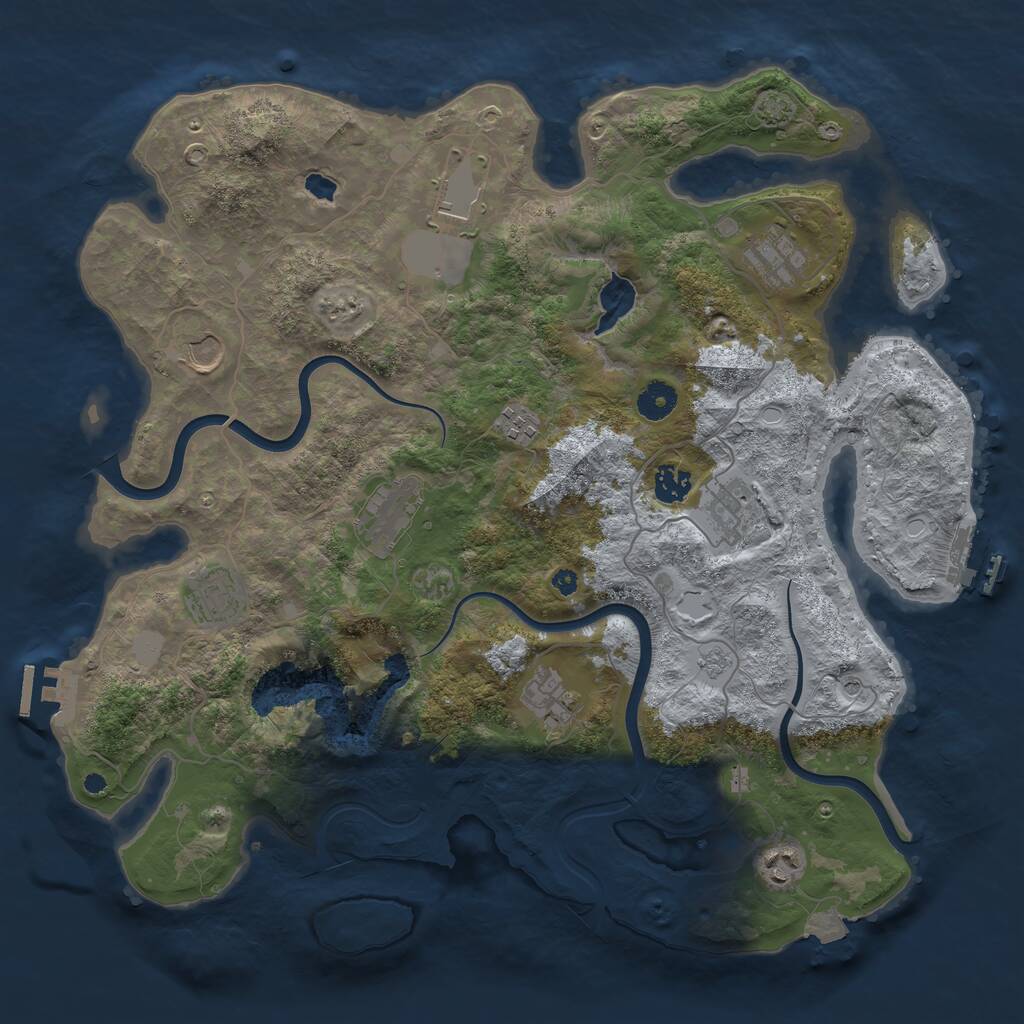 Rust Map: Procedural Map, Size: 4000, Seed: 1989487383, 16 Monuments