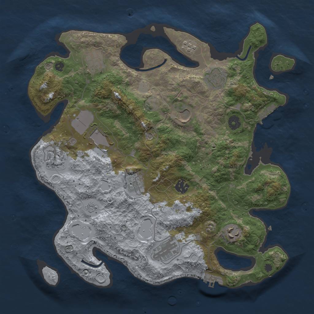 Rust Map: Procedural Map, Size: 3500, Seed: 442408460, 19 Monuments