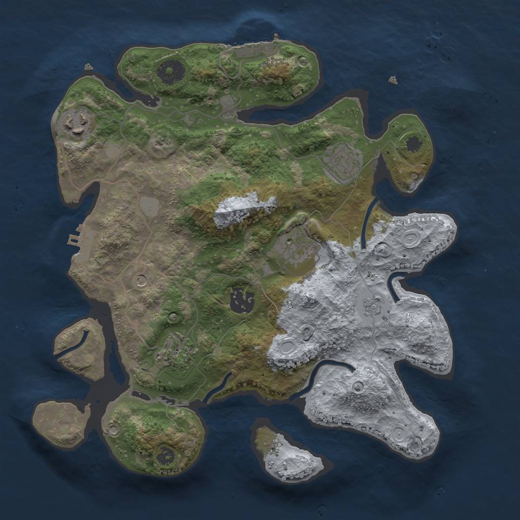 Rust Map: Procedural Map, Size: 3000, Seed: 10647, 14 Monuments