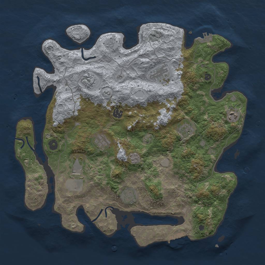 Rust Map: Procedural Map, Size: 4000, Seed: 23533, 18 Monuments