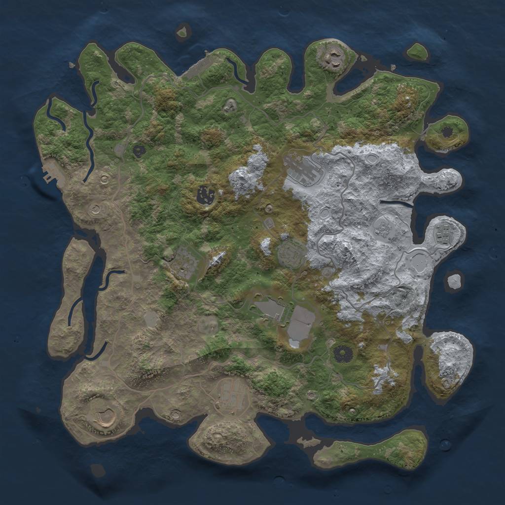 Rust Map: Procedural Map, Size: 4000, Seed: 2097340208, 18 Monuments