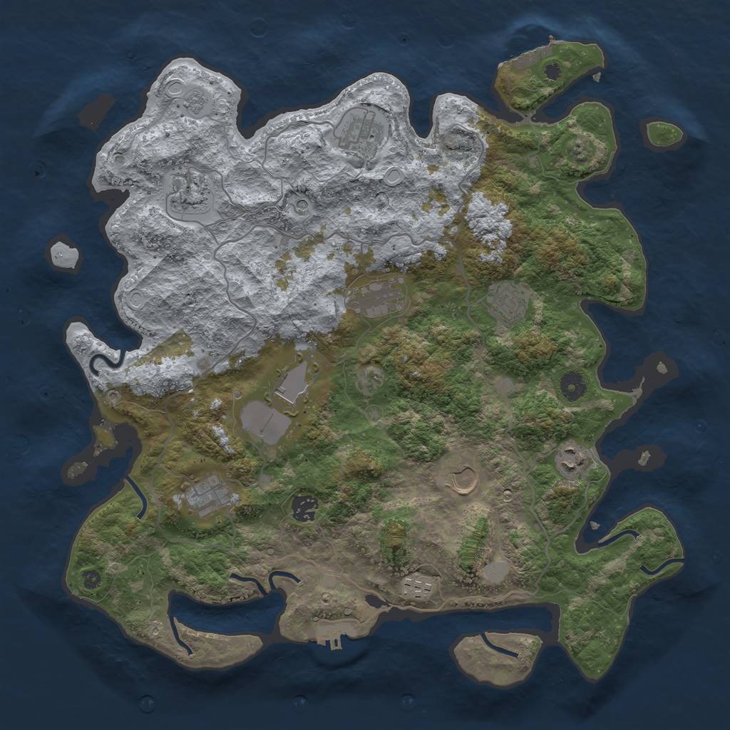 Rust Map: Procedural Map, Size: 4000, Seed: 658, 17 Monuments