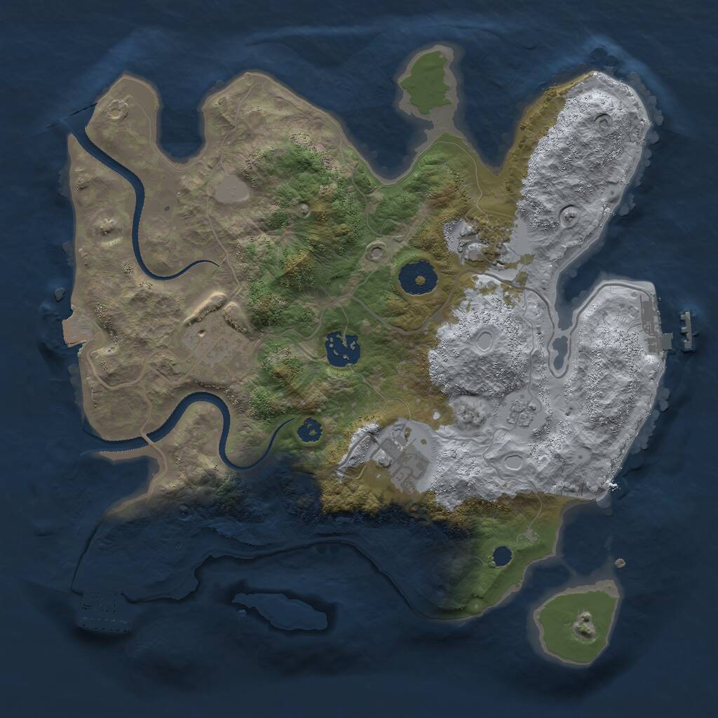 Rust Map: Procedural Map, Size: 3000, Seed: 366420547, 8 Monuments