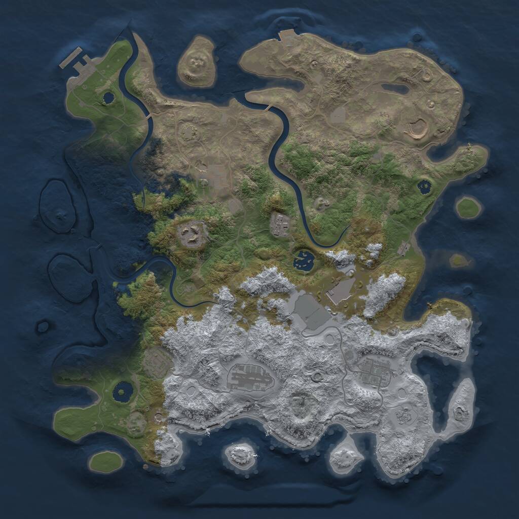 Rust Map: Procedural Map, Size: 3800, Seed: 1236, 14 Monuments