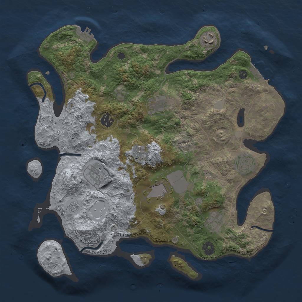 Rust Map: Procedural Map, Size: 3500, Seed: 521124651, 17 Monuments