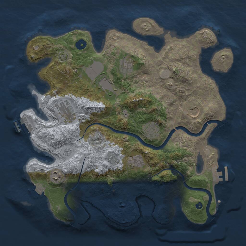 Rust Map: Procedural Map, Size: 3500, Seed: 444030430, 14 Monuments