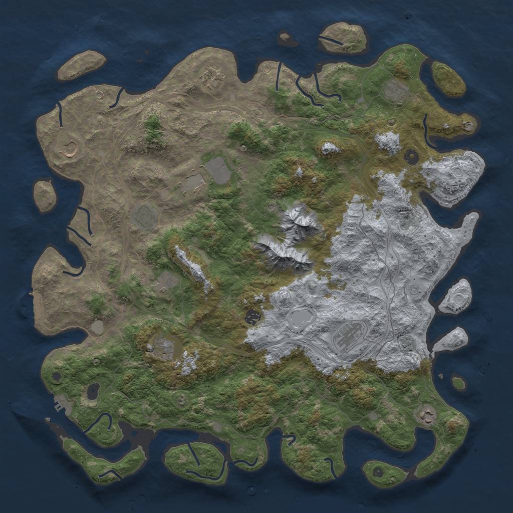 Rust Map: Procedural Map, Size: 5000, Seed: 1689, 20 Monuments
