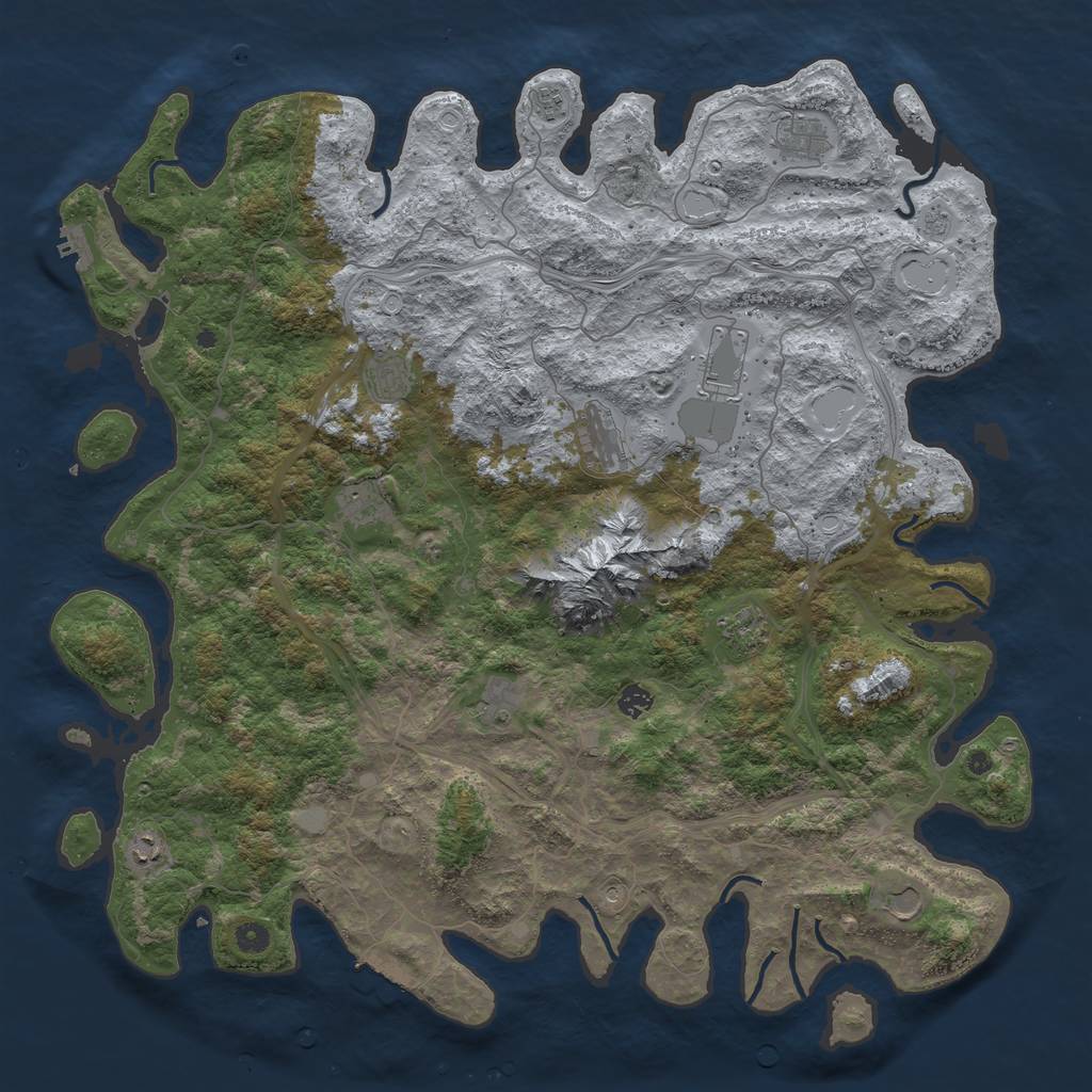 Rust Map: Procedural Map, Size: 5000, Seed: 19869083, 20 Monuments