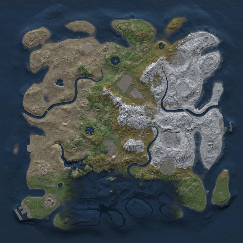 Rust Map: Procedural Map, Size: 4000, Seed: 219668, 16 Monuments