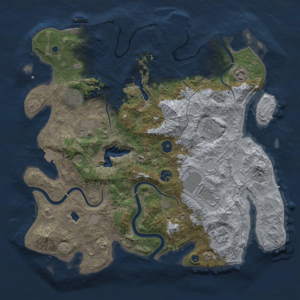 Rust Map: Procedural Map, Size: 4000, Seed: 416054, 14 Monuments
