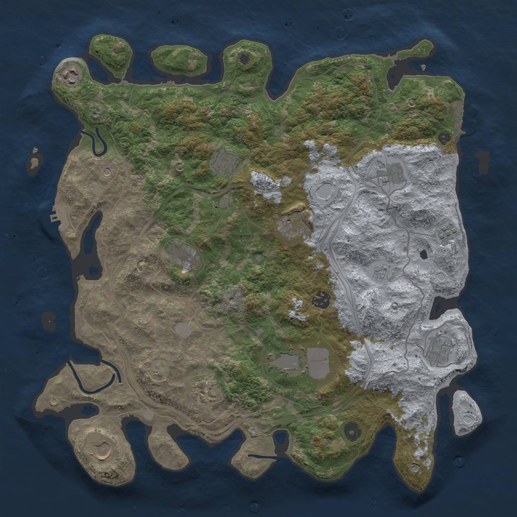 Rust Map: Procedural Map, Size: 4300, Seed: 421031349, 20 Monuments