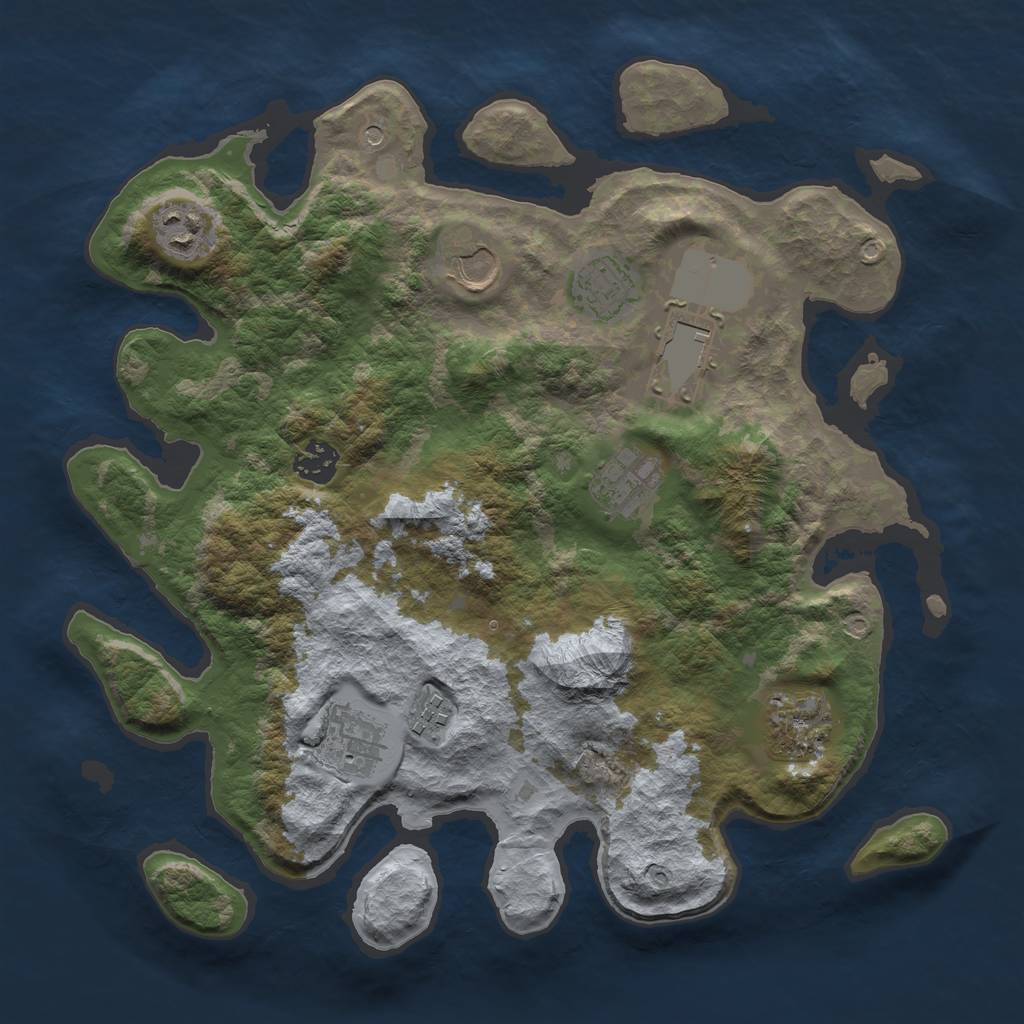 Rust Map: Barren, Size: 3500, Seed: 1912719990, 12 Monuments
