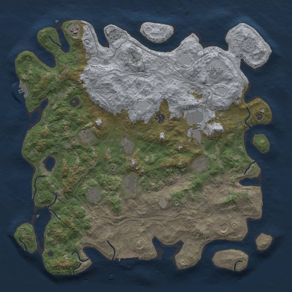 Rust Map: Procedural Map, Size: 4500, Seed: 826434534, 20 Monuments