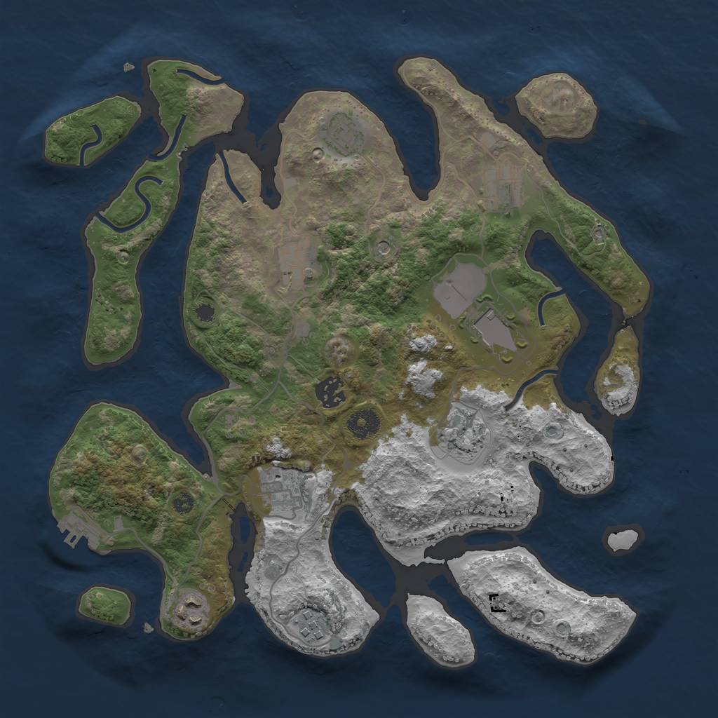 Rust Map: Procedural Map, Size: 3500, Seed: 154697744, 13 Monuments