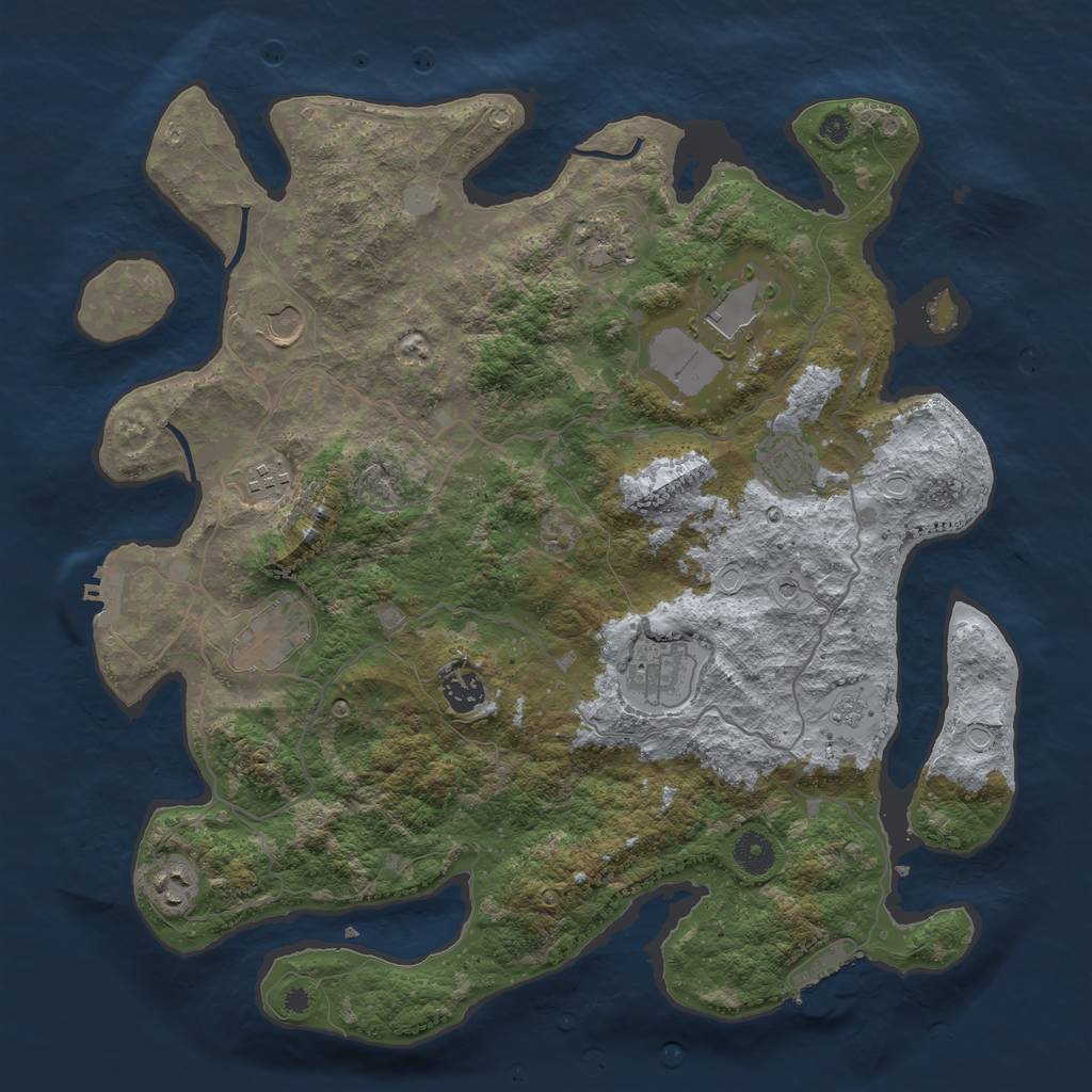 Rust Map: Procedural Map, Size: 4000, Seed: 299543, 18 Monuments