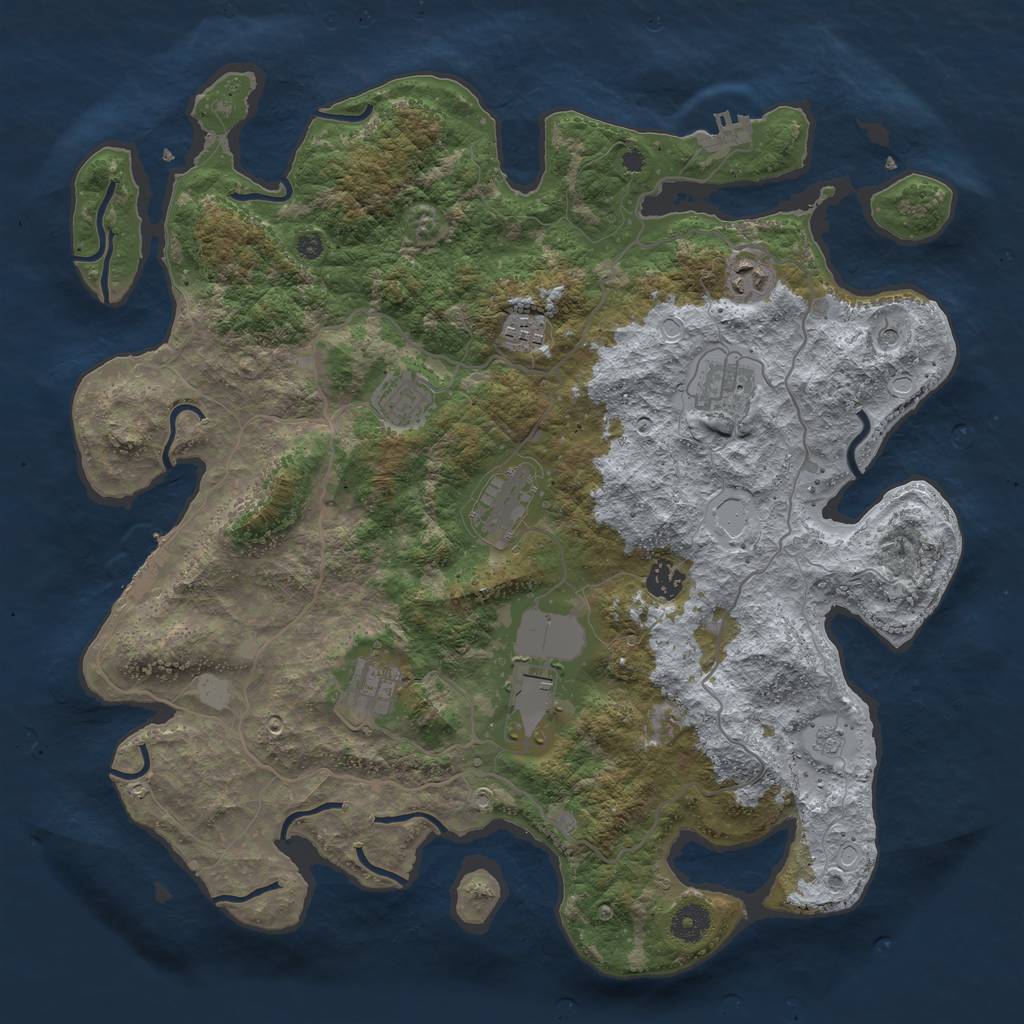 Rust Map: Procedural Map, Size: 4000, Seed: 205063, 17 Monuments