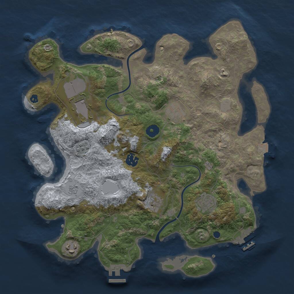 Rust Map: Procedural Map, Size: 3500, Seed: 1151483213, 12 Monuments