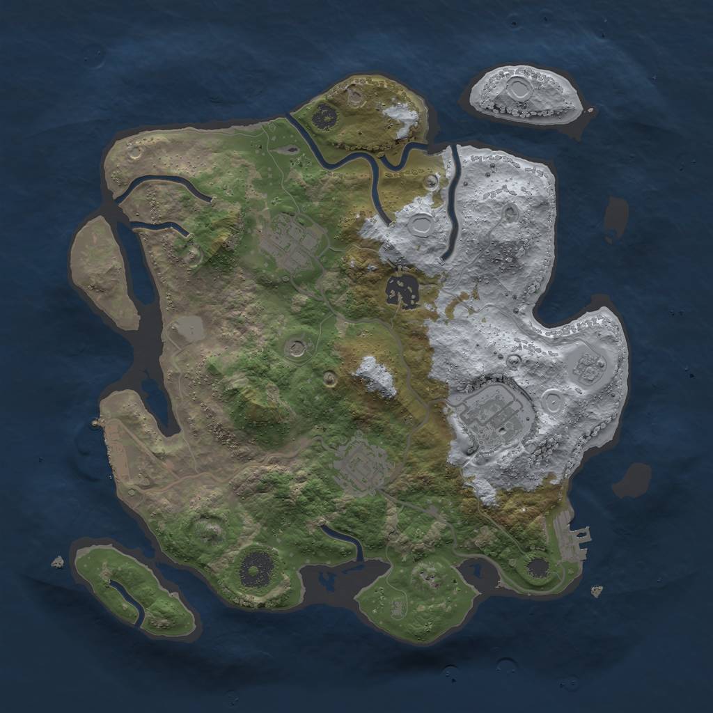 Rust Map: Procedural Map, Size: 3000, Seed: 1829227203, 13 Monuments