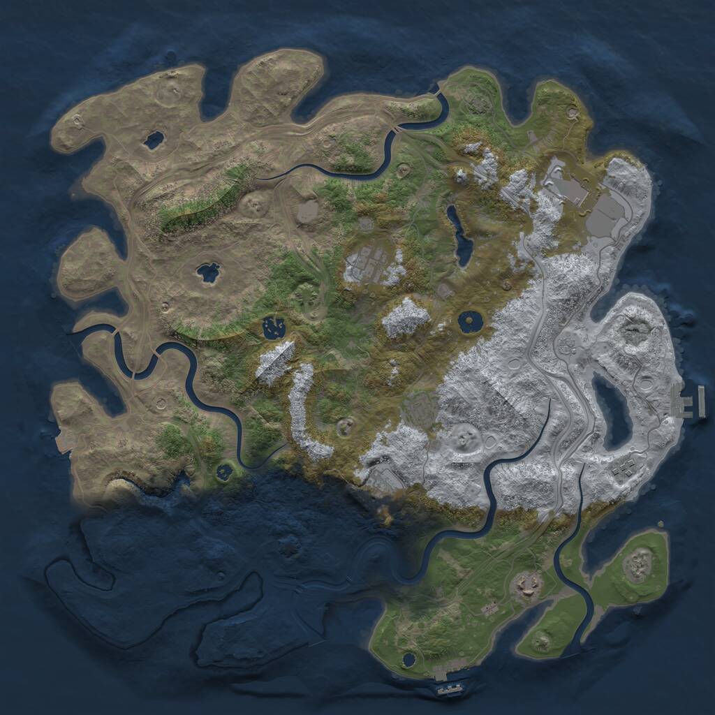 Rust Map: Procedural Map, Size: 4500, Seed: 34564, 13 Monuments