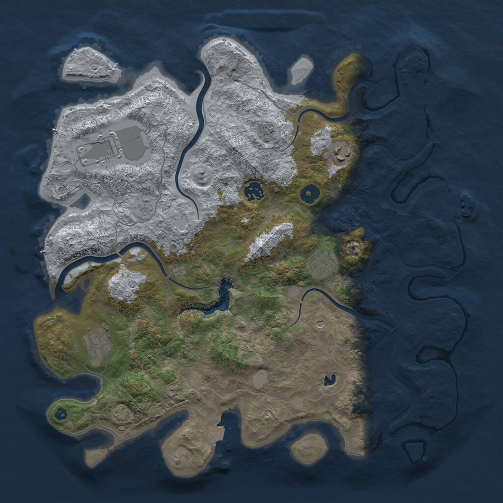Rust Map: Procedural Map, Size: 4000, Seed: 625267265, 12 Monuments