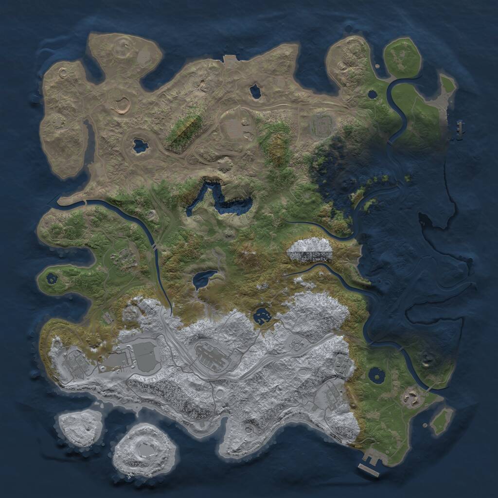 Rust Map: Procedural Map, Size: 4500, Seed: 214687, 17 Monuments