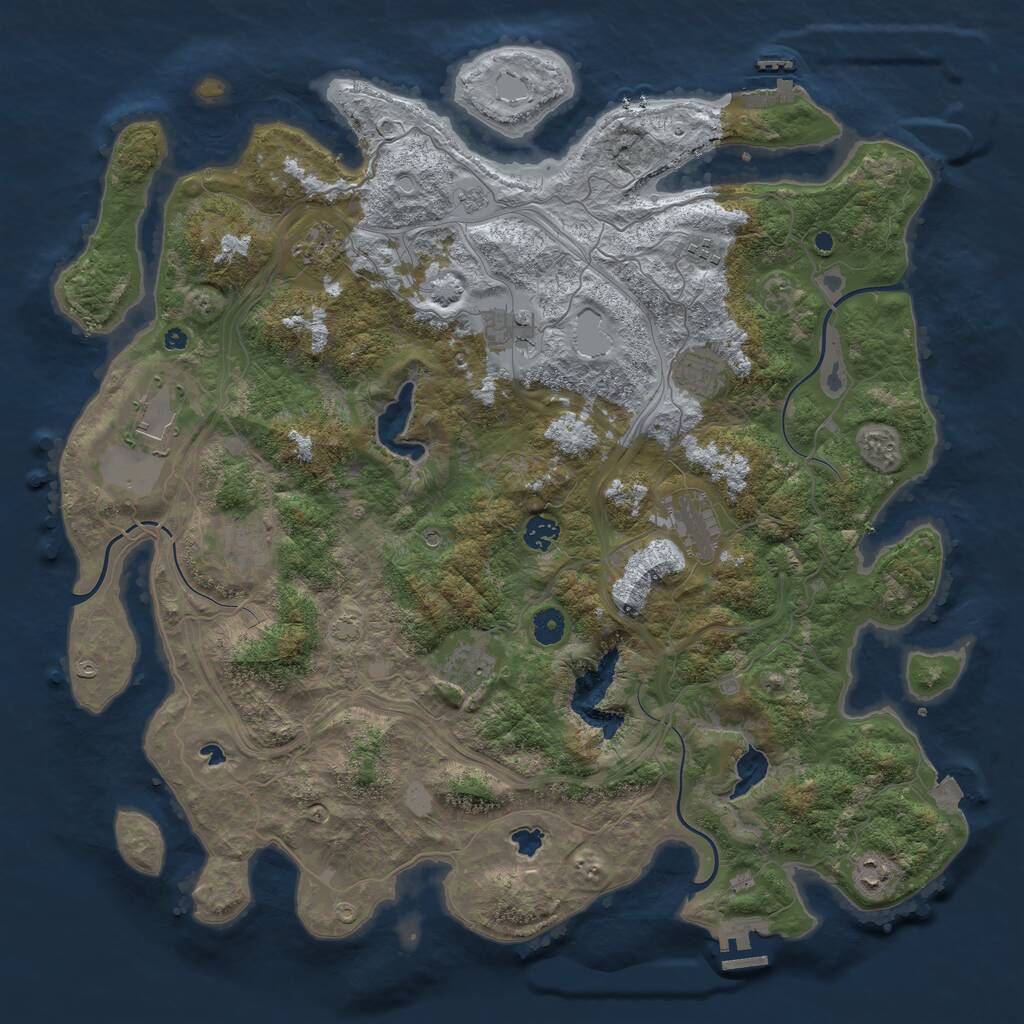 Rust Map: Procedural Map, Size: 4500, Seed: 190384978, 16 Monuments