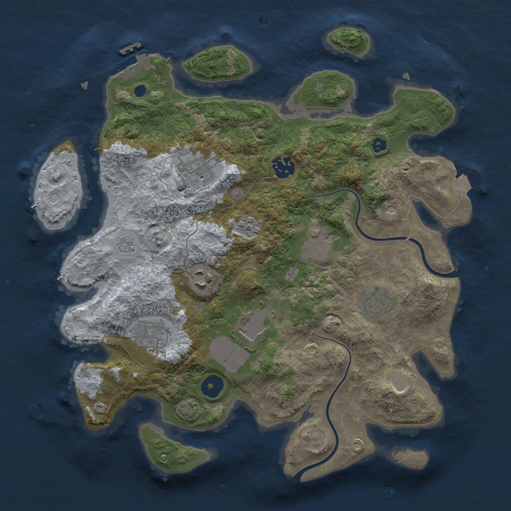 Rust Map: Procedural Map, Size: 3500, Seed: 7458720, 13 Monuments