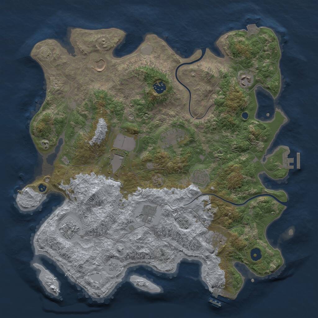 Rust Map: Procedural Map, Size: 3950, Seed: 1253643764, 16 Monuments