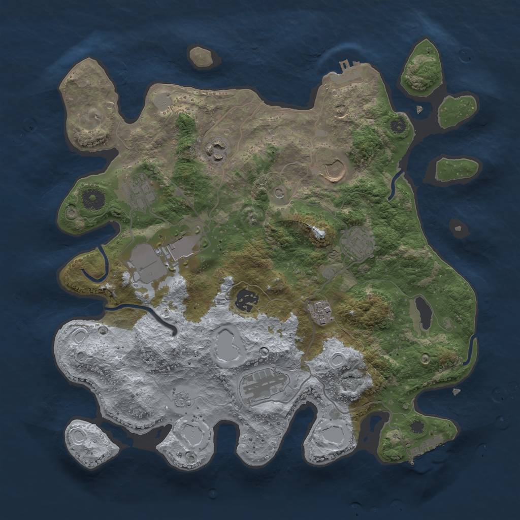 Rust Map: Procedural Map, Size: 3500, Seed: 1267679155, 17 Monuments