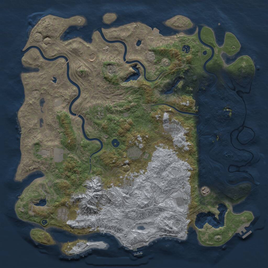 Rust Map: Procedural Map, Size: 5000, Seed: 1234566, 17 Monuments