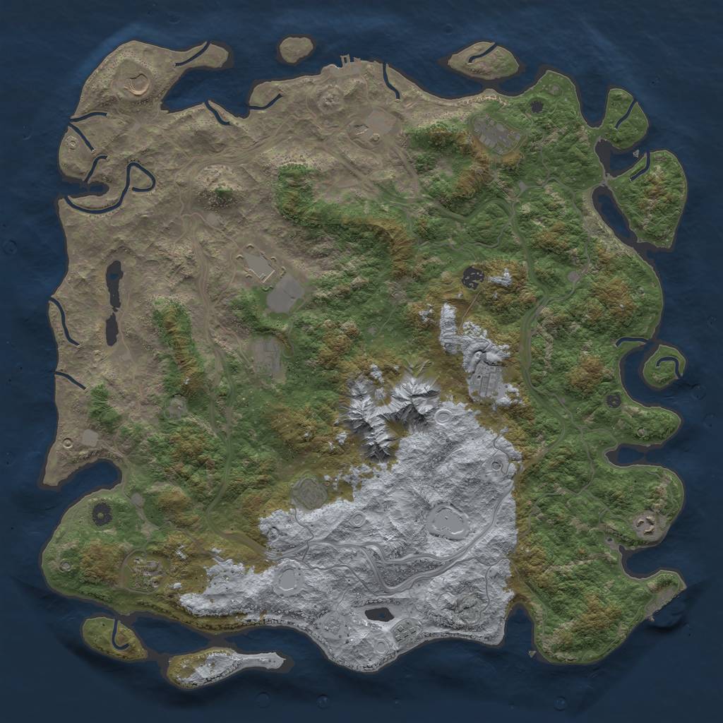 Rust Map: Procedural Map, Size: 5000, Seed: 1234566, 20 Monuments