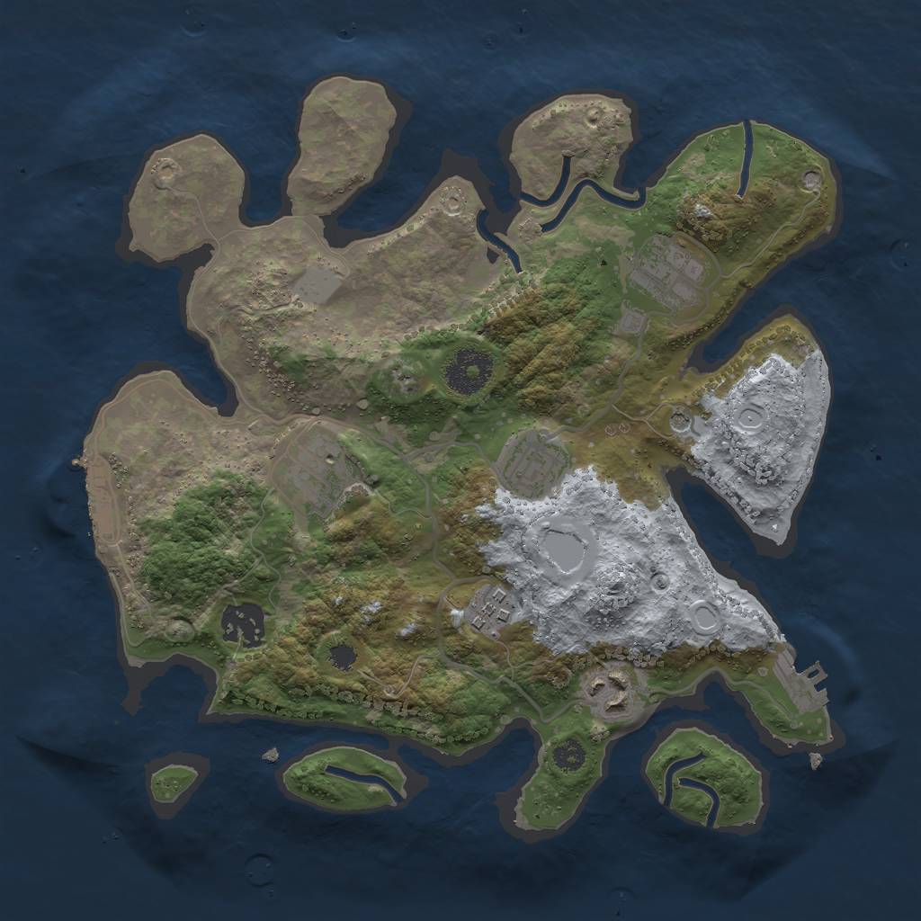 Rust Map: Procedural Map, Size: 3000, Seed: 1126211588, 14 Monuments